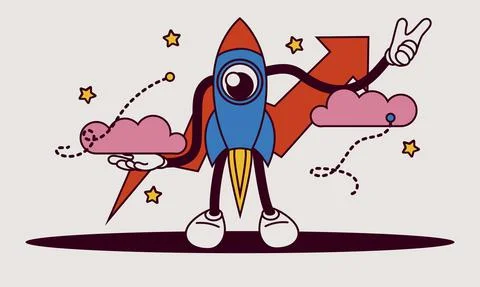 Business analytics in cloud arrow vector leadership company. People challenge Illustrazione stock