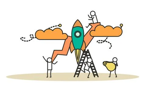 Business analytics in cloud arrow vector leadership company. People challenge Stock Illustration