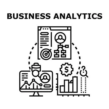 Business analytics concept with data visualization on screens Stock Illustration