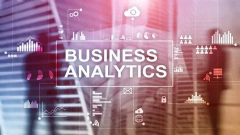 Business analytics concept on double exposure background. Illustrazione stock