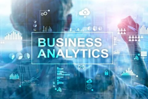Business analytics concept on double exposure background. Illustrazione stock