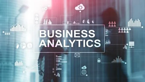 Business analytics concept on double exposure background. 스톡 일러스트
