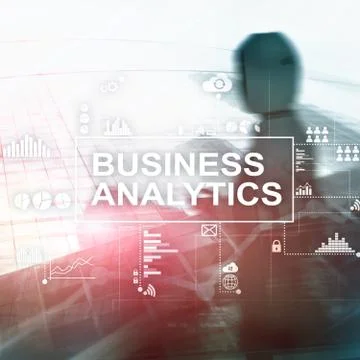 Business analytics concept on double exposure background. Stock Photos