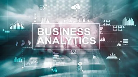 Business analytics concept on double exposure background. Stock Photos