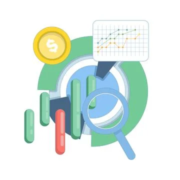 Business analytics concept showing data verification, market analysis. Stock Illustration