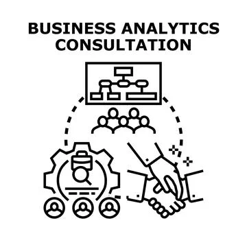 Business analytics consultation achieving optimization and strategic growth Illustration
