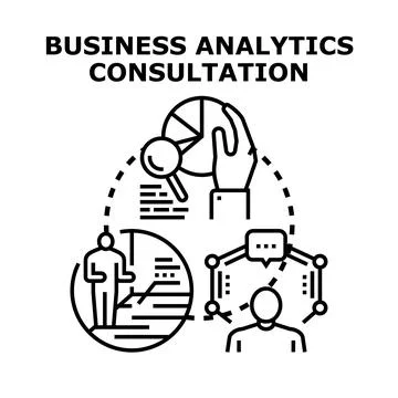 Business analytics consultation service developing strategy and insights 库存插图