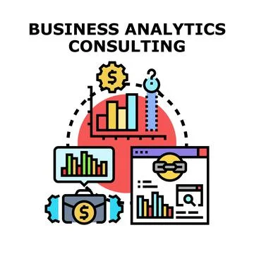 Business analytics consulting and data analysis process Stock Illustration