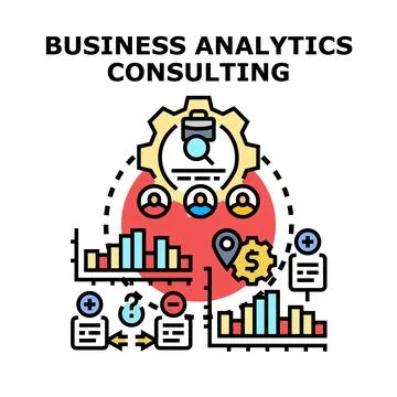 Business analytics consulting concept with data research and optimization Stock Illustration