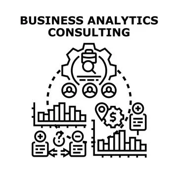Business analytics consulting concept with data research and optimization Stockillustratie
