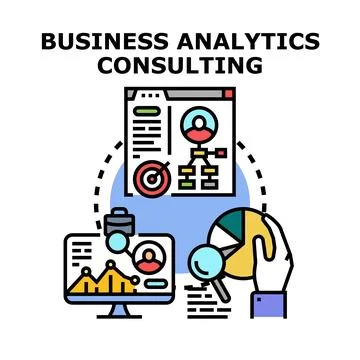 Business analytics consulting strategy developing solutions concept Stock Illustration