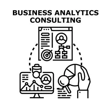 Business analytics consulting strategy developing solutions concept Stock Illustration