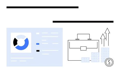 Business Analytics Dashboard with Briefcase and Financial Growth Charts for Illustrazione stock