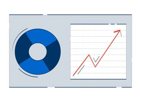 Business analytics dashboard with chart and graph 2D doodle object Stock Illustration