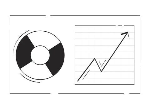 Business analytics dashboard with chart and graph doodle linear object Stock Illustration