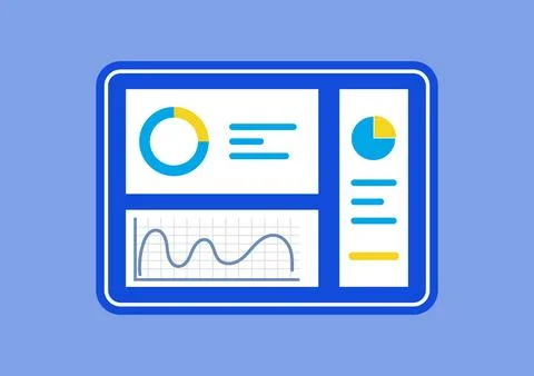 Business Analytics Dashboard with Charts and Data Visualization 스톡 일러스트