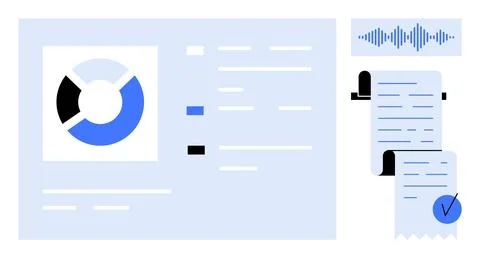 Business Analytics Dashboard with Data Visualization and Reporting Elements 스톡 일러스트