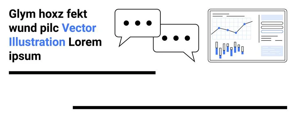Business analytics dashboard featuring graphs and charts, speech bubbles, and 스톡 일러스트