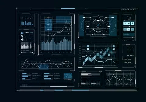 Business Analytics Dashboard with Financial Data Charts Stock Illustration