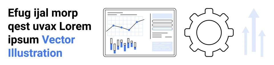 Business Analytics Dashboard with Graphs and Gear Icon for Data Management 库存插图