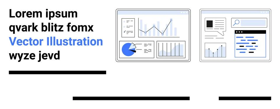 Business Analytics Dashboard With Graphs and Charts for Data Presentation Stock Illustration