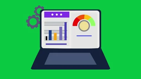 Business Analytics Dashboard on Laptop Screen with Green Screen Vídeo Stock 336245981