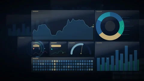Business Analytics Dashboard Loop - Digital Data Interface Backdrop Video stock 341954480