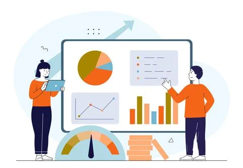 Business analytics dashboard teamwork. Vector illustration Stock Illustration