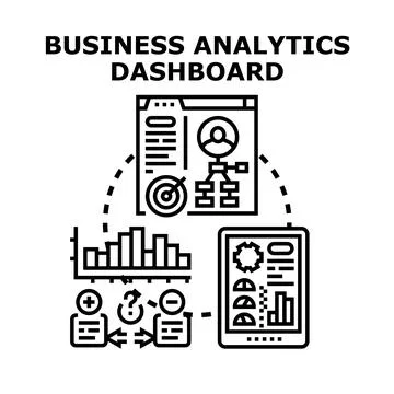 Business analytics dashboard visualizing company performance and data Illustrazione stock