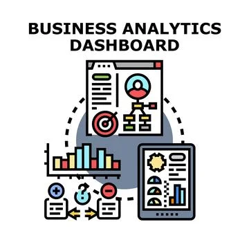 Business analytics dashboard visualizing company performance and data 库存插图