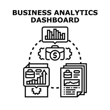 Business analytics dashboard visualizing financial data and strategy Stockillustratie