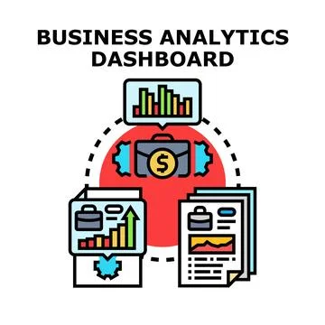 Business analytics dashboard visualizing financial data and strategy Stock Illustration