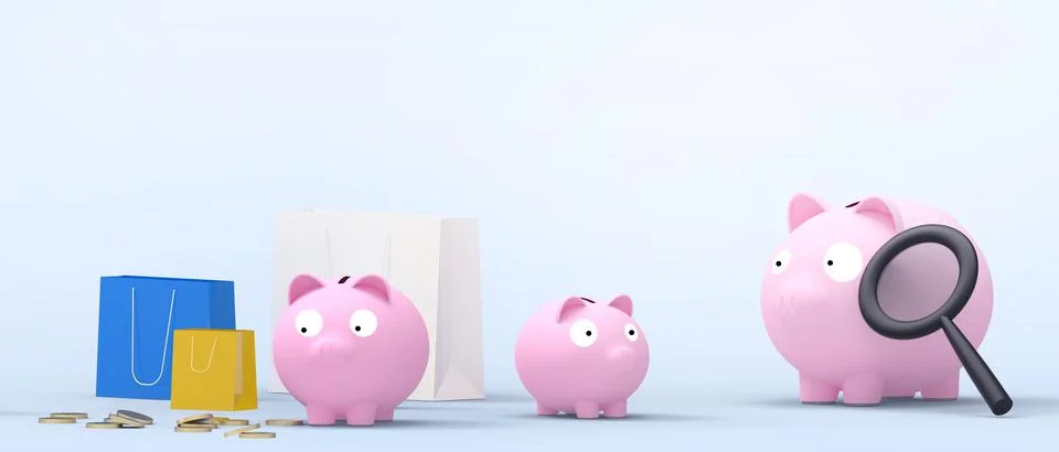 Business Analytics Data and seo marketing with investment and piggy bank on Blue Illustrazione stock