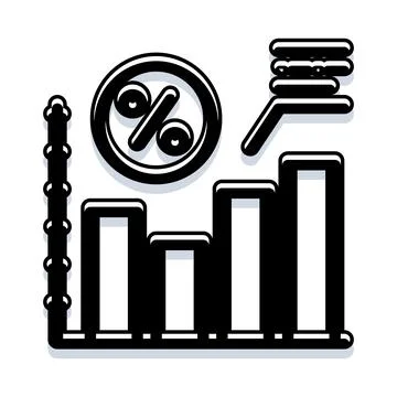 Business analytics data bar chart with percentage symbol Illustrazione stock