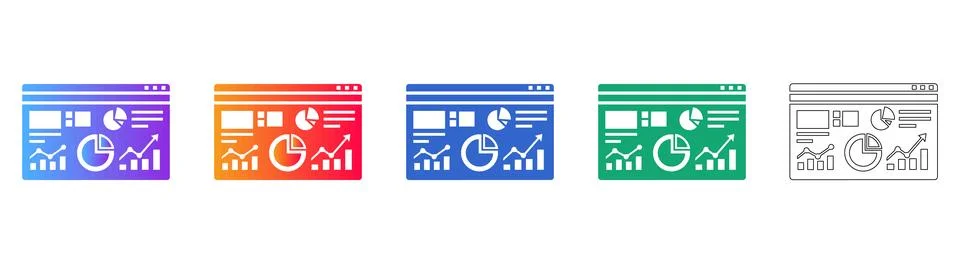 Business Analytics Data Dashboard Icons Stock Illustration