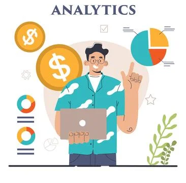 Business analytics. Data examination and strategy development Stock Illustration