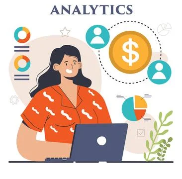 Business analytics. Data examination and strategy development Illustrazione stock