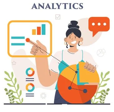 Business analytics. Data examination and strategy development Illustrazione stock