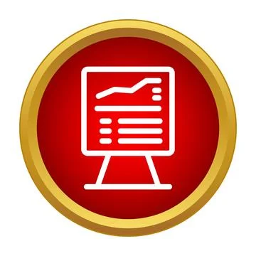 Business analytics data presentation on red icon button Stock Illustration