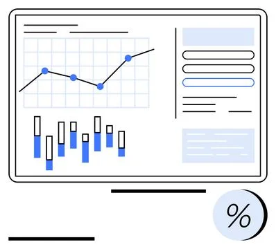 Business analytics, data visualization, performance tracking, financial repor Stock Illustration