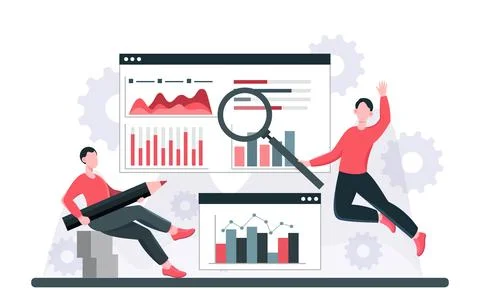 Business analytics data visualization scene. Vector illustration 스톡 일러스트