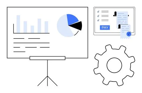 Business analytics, financial management, data analysis, payment processing,  イラスト素材