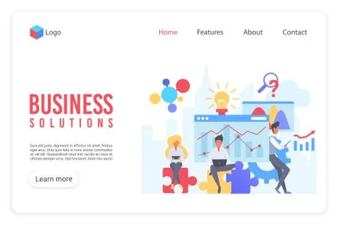 Business analytics flat vector landing page template Illustrazione stock