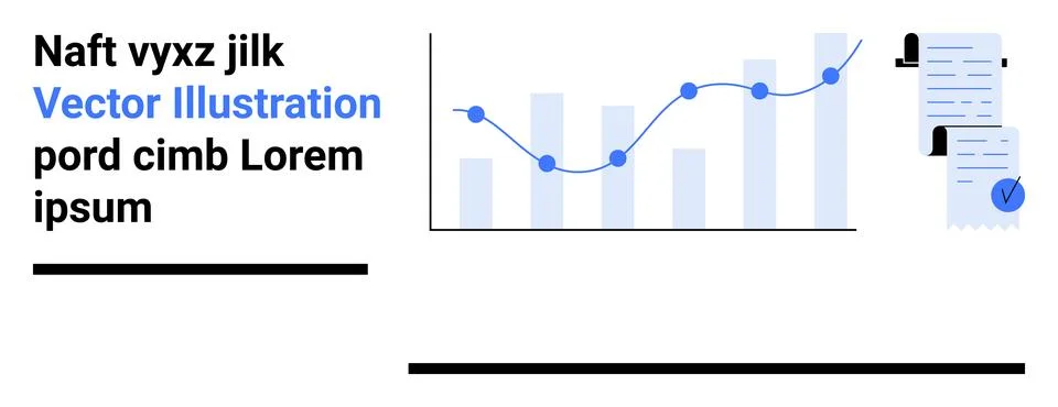 Business Analytics Graph with Data Analysis Chart and Document List Illustrazione stock