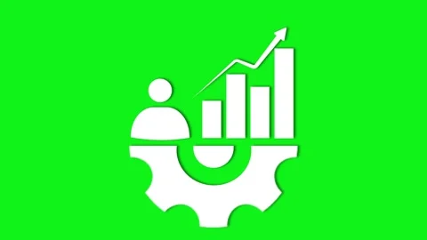 Business Analytics Growth Icon User Chart Gear on Green Background Stock Footage 311730097