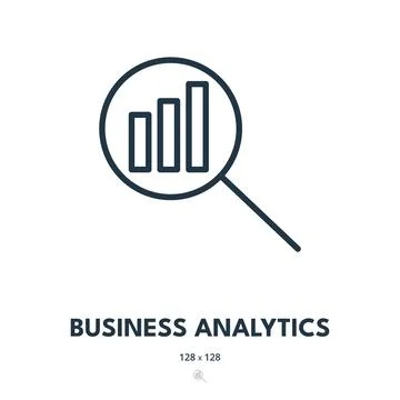 Business Analytics Icon. Report, Analysis, Statistics. Editable Stroke Stock Illustration