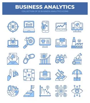 Business Analytics Icons. Data Analysis. Marketing. Finance. and Growth Str.. Stock Illustration