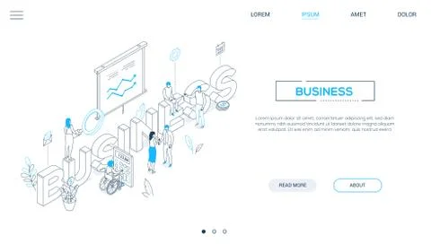 Business analytics - line design style isometric web banner Stock Illustration