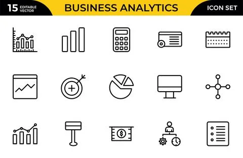 Business Analytics line icon set. Ideal for finance, entrepreneurship, and .. Stock Illustration
