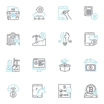 Business analytics linear icons set. Data, Analysis, Insights, Metrics Stock Illustration